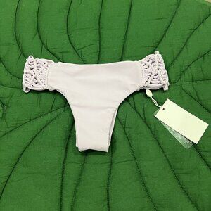 Mikoh Womens Large Lavender Macrame Cheeky Bikini Bottom Swim